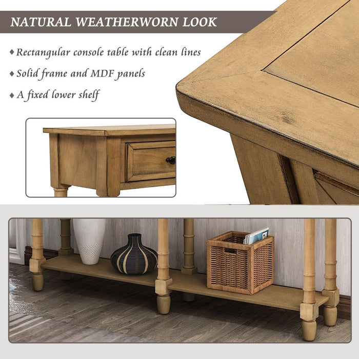 Console Table Sofa Table Easy Assembly with Two Storage Drawers and Bottom Shelf for Living Room, Entryway - DTYStore