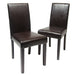 Urban Style Solid Wood Leatherette Padded Parson Chair, Brown, Set of 2 - DTYStore