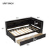 Twin Size L-shaped Bookcases Bed with Power Outlets, USB Charging Ports,Two Drawers,Espresso - DTYStore