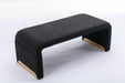 New Boucle Fabric Loveseat Ottoman Footstool Bedroom Bench Shoe Bench With Gold Metal Legs,Black - DTYStore
