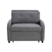 3-in-1 Convertible Sleeper Sofa Bed with Pillow & Pocket, Loveseat Sleeper Chair in Soft Cotton Linen, for Living Room, Bedroom, Study, Apartment, Gray - DTYStore