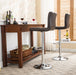 Swivel Faux Leather Adjustable Hydraulic Bar Stool, Set of 2, Brown - DTYStore