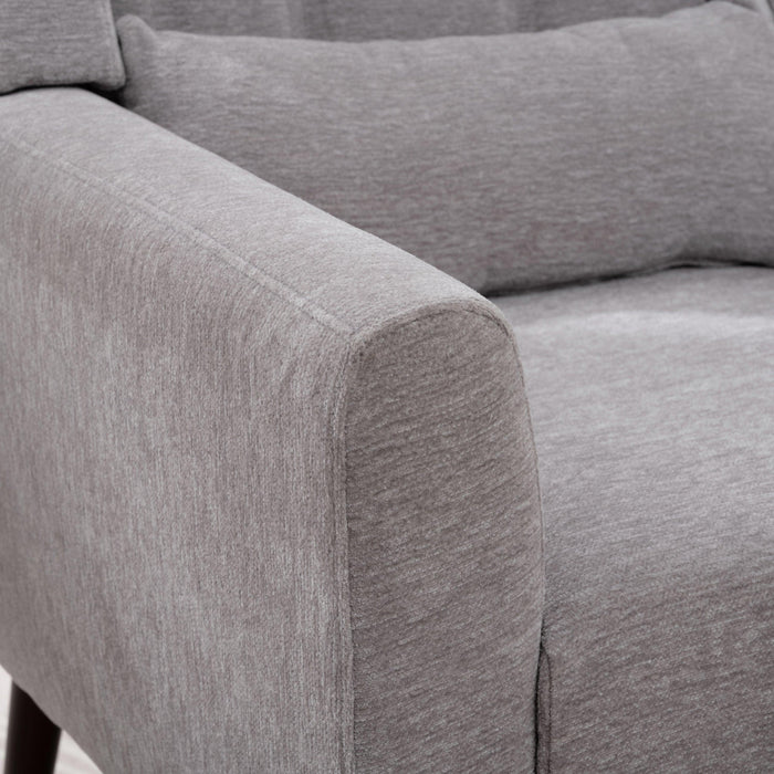 Modern Accent Chair,Chenille Arm Chairs for Living Room,Upholstered Mordern Armchair,Comfy Soft Padded Lounge Chair in Small Space, Bedroom, w/Pillow, Solid Wood Leg (Gray) - DTYStore
