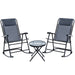 Outsunny 3 Piece Outdoor Rocking Bistro Set, Patio Folding Chair Table Set with Glass Coffee Table for Yard, Patio, Deck, Backyard, Grey - DTYStore