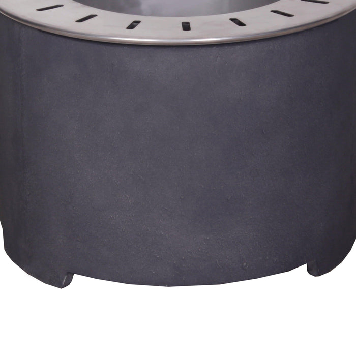 20.5 Inch x 15 Inch Dark Grey Faux Concrete Texture Smokeless Firepit With Wood Pellet/Twig/Wood As The Fuel - DTYStore