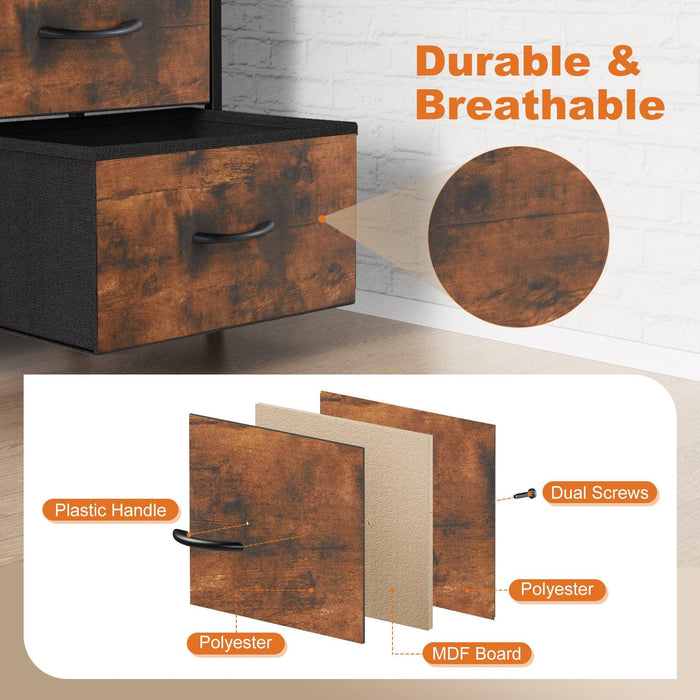 Drawers Dresser Chest of Drawers,Metal Frame and Wood Top,brown,two packs - DTYStore