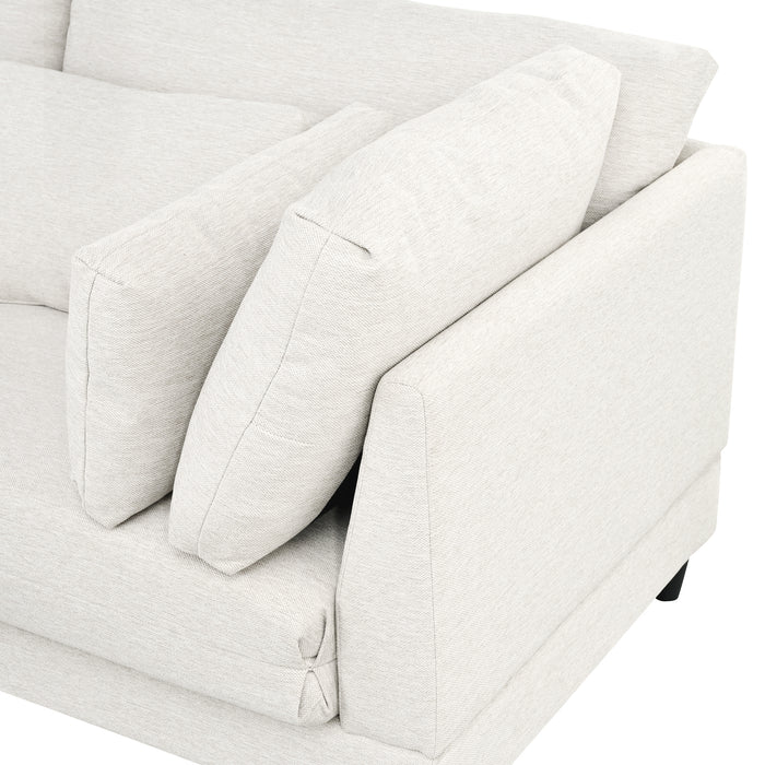 U_Style Modern Modular Sectional Sofa with Movable Ottoman, 110 Inch 4 Seat Sofa Set with 5 pillows, Unique Piping Stitch Design, Convertible L-Shaped Sofa for Living Room, Office & Spacious Rooms