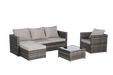 3 Pieces Patio Furniture Set,Outdoor Woven Sectional L- Shaped Patio Furniture ,Wicker Conversation Set with single sofa, and Detachable Lounger &Coffee Table for Backyard Poolside - DTYStore