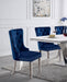 Contemporary Blue Color Flannelette 2pcs Side Chairs Button-Tufted Upholstered Dining Chairs Wingback Design Furniture Set - DTYStore