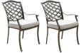 Outdoor Patio Aluminum Dining Arm Chair With Cushion, Set of 2, Cast Slate - DTYStore