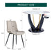 Table and chair set.42 Inch Diameter Round Tempered Glass Pandora marble patterned Dining Table - V-Shaped MDF Legs.Paired With 6 Gray Artificial PU Chairs With Curved Widened Cushion Design. - DTYStore