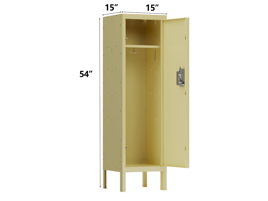 1 Door Tall Single Metal Locker-Retro Style Storage Cabinet--Industrial Furniture--For Living Room/Bedroom/Storage Room/Gym/School--Yellow - DTYStore