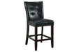 Modern Counter Height Chairs Black Faux Leather Tufted Set of 2 High Chairs Dining Seating - DTYStore