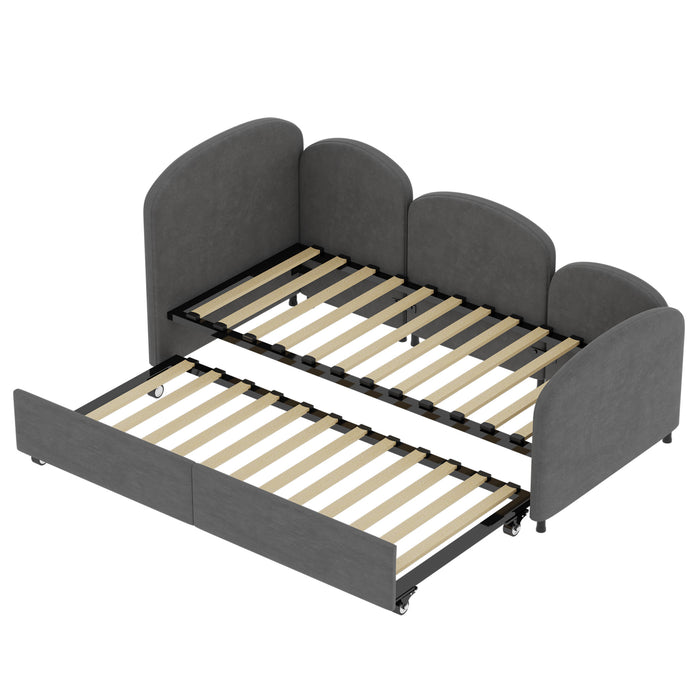 Twin Size Twin Size Bed frames With An Another Bed frame, Velvet Upholstered Daybed, Modern Sofa Bed Daybed Frame for Bedroom Living Room, Suitable for Living Room, Kids Room, Bedroom (Ddry Gray)