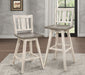 Counter Height Chairs Set of 2, White Gray 360-degree Swivel Chair Solid Rubberwood Kitchen Dining Furniture, Vertical Slat Back - DTYStore