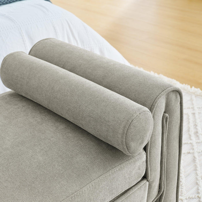 Bedroom storage stool, linen fabric storage stool, large storage space, 50.39 inches, can be used for bed end, living room, entrance, Gray - DTYStore