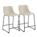 (Set of 2) Vintage Style 24-Inch Armless Industrial Faux Leather Counter Stool with Metal Legs and Footrest for Kitchen Island, Cafe, Pub, Bar Counter, Cream and Black - DTYStore