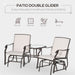 Outsunny Outdoor Glider Chairs with Coffee Table, Patio 2-Seat Rocking Chair Swing Loveseat with Breathable Sling for Backyard, Garden, and Porch, Beige - DTYStore