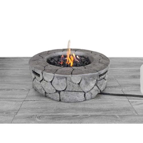 Outdoor Fire Pit 9-Inch Height x 28-Inch Width Stone Gray Fiber Reinforced Concrete - Image 2
