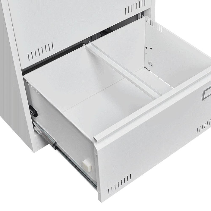 Filing Cabinet Lateral File Cabinet 2 Drawer, White Filing Cabinets with Lock, Locking Metal File Cabinets Three Drawer Office Cabinet for Legal/Letter/A4/F4 Home Offic - DTYStore
