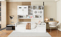 Twin Size Wooden Daybed With Hydraulic bed and All-in-One Cabinet and Shelf, White - DTYStore
