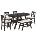 6-Piece Wood Counter Height Dining Table Set with Storage Shelf, Rustic Style, Kitchen Table Set with Bench and 4 Chairs - DTYStore
