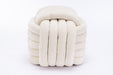 060-Chenille Fabric Modern Knot Design Ottoman Makeup Stool Footstool, Comfortable and Stylish Seat for Living Room, Bedroom ,Beige