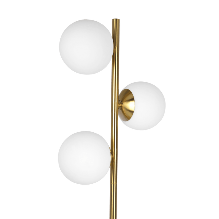 Brilliance Modern Gold Brush Floor Lamp, Opal Glass Shades and Round Metal Base - DTYStore