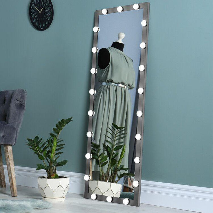 Hollywood Full Length Mirror with Lights Full Body Vanity Mirror with 3 Color Modes Lighted Standing Floor Mirror for Dressing Room Bedroom Wall Mounted Touch Control Black 63x24inch - DTYStore