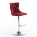 Swivel Velvet Barstools Adjusatble Seat Height from 25-33 Inch, Chrome base Bar Stools with Backs Comfortable Tufted for Home Pub and Kitchen Island, Wine Red,Burgundy,Set of 2,1712WR - DTYStore