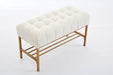 End of Bed Bench with Shelf, Teddy fabric Upholstered Storage Shoe Bench, Modern Bedroom Bench with Metal Legs for Living Room, Entryway, Dining Room, 300 LB, Linen Color(White)