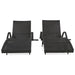 80'' Outdoor Wicker Chaise Lounge Chairs Set of 2, Patio Rattan Reclining Chair Pull-out Side Table Adjustable Backrest Ergonomic Wave Design Pool Sunbathing Recliners, Dark Brown - DTYStore
