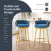 Swivel Counter Height Bar Stools Set of 2, 31.' Bar Height Stools with Hand-Woven Backrest & Gold Metal Legs, Modern Low Back Upholstered Kitchen Chairs with Footrest for Island, Dining Room,Blue - DTYStore