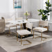 Furniture,Modern Dining Chairs with Corduroy Fabric,Gold Metal Base, Accent Armless Kitchen Chairs with Channel Tufting, Side Chairs, Set of 2, Beige - DTYStore