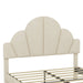 Queen Size Upholstered Bed Frame with Elegant Design, Modern Velvet Platform Bed with Petal Shape Headboard,Beige - DTYStore