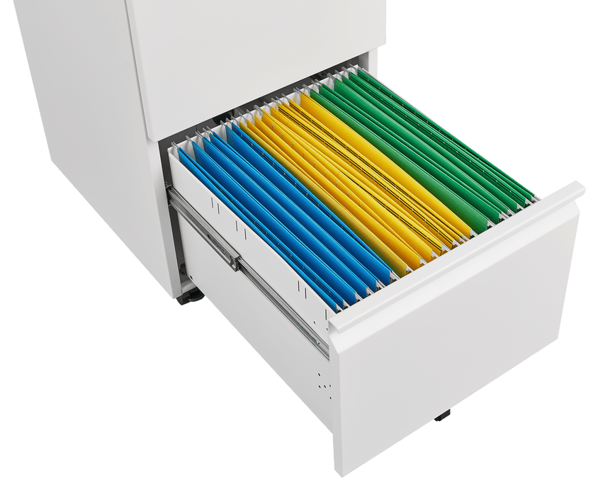Metal 2 Drawer Mobile File Cabinet with Lock, Under Desk Office Steel Filing Cabinet, 25.6''H Legal/Letter Size Files Storage Cabinet,White - DTYStore