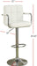 White Faux Leather Bar Stool Counter Height Chairs Set of 2 Adjustable Height Kitchen Island Stools Armrest Chairs - DTYStore