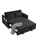 55" Modern Convertible Sofa Bed with 2 Detachable Arm Pockets, Velvet Loveseat Sofa with Pull Out Bed, 2 Pillows and Living Room Adjustable Backrest, Grid Design Armrests - DTYStore