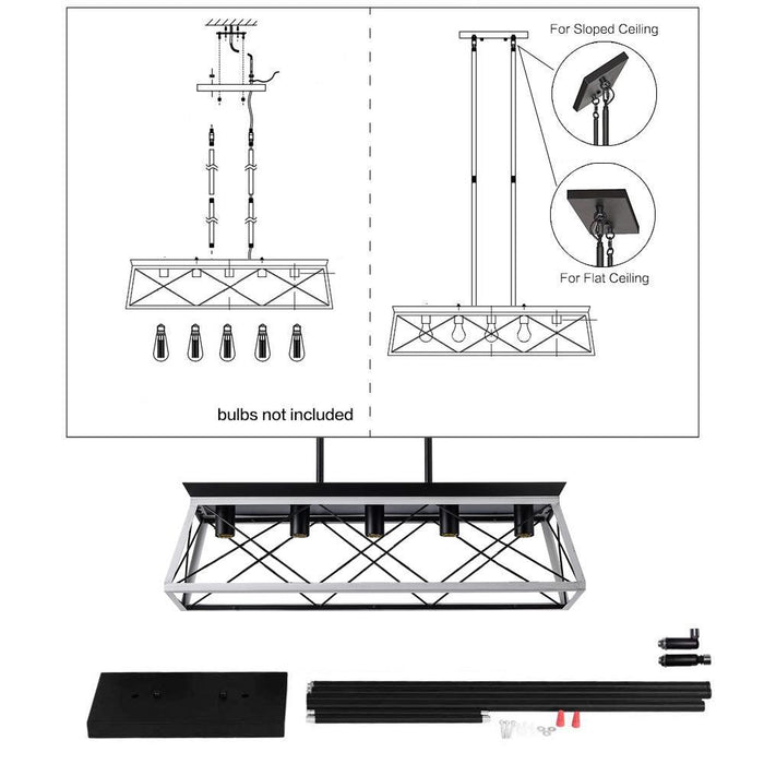 5-Light Farmhouse Chandeliers For Dining Room white(No Bulbs) - DTYStore