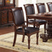 Royal Majestic Formal Set of 2 Arm Chairs Brown Color Rubberwood Dining Room Furniture Faux Leather Upholstered Seat - DTYStore