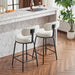Modern Swivel Bar Stools Set of 2, Boucle Upholstered Counter Height Bar Chairs with Metal Legs & Footrest, 360° Swivel Barstools for Kitchen Island, Dining Room, White - DTYStore