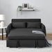55" Modern Convertible Sofa Bed with 2 Detachable Arm Pockets, Velvet Loveseat Sofa with Pull Out Bed, 2 Pillows and Living Room Adjustable Backrest, Grid Design Armrests - DTYStore