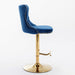 Furniture,Golden Swivel Velvet Barstools Adjusatble Seat Height from 25-33 Inch, Modern Upholstered Bar Stools with Backs Comfortable Tufted for Home Pub and Kitchen Island,Blue,Set of 2 - DTYStore