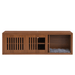 Mid-Century Modern 2 in 1 Cat Furniture, Cat House Litter Box Enclosure Walnut TV Stand With Extendable table, Sliding door. Wood TV Cabinet with Storage Default -DTYStore