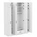4-Door Wardrobe with 1 Drawer and Top Cabinet , White
