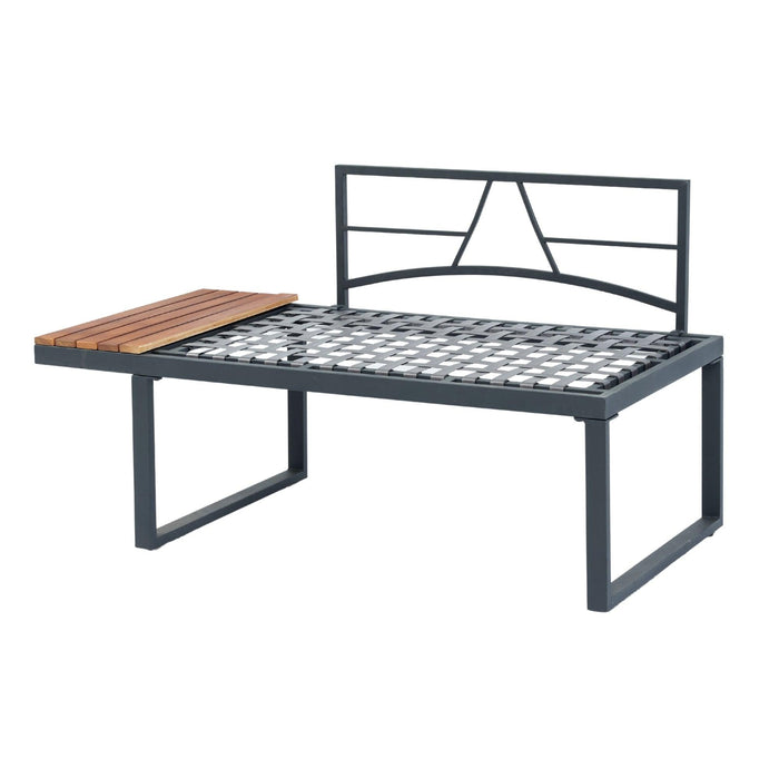4 Piece L-Shaped Patio Wicker Outdoor 5-Seater Sectional Sofa Seating Group Conversation Sets with Side Table & Dark Grey Cushions - DTYStore