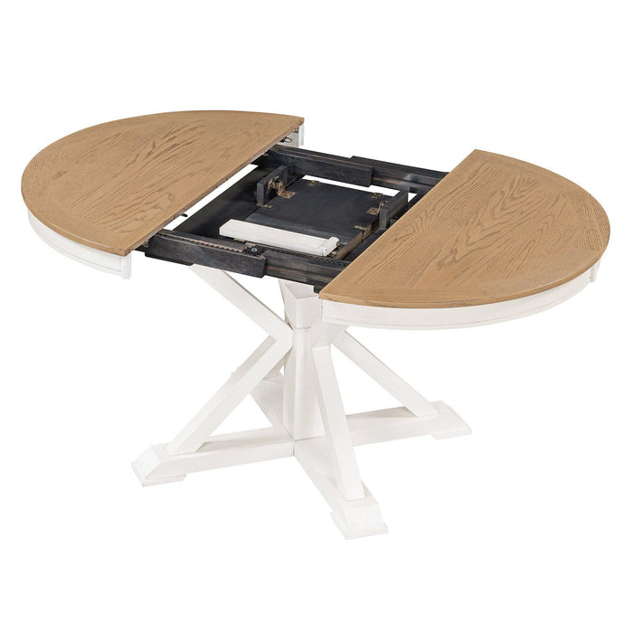 Retro Functional Extendable Dining Table with a 12" Leaf for Dining Room and Living Room