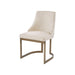 21'' Accent Dining Chairs, Antique Gold Metal Frame Back and Sled Leg Contemporary Modern Style for Kitchen Room, White,Set of 2 - DTYStore