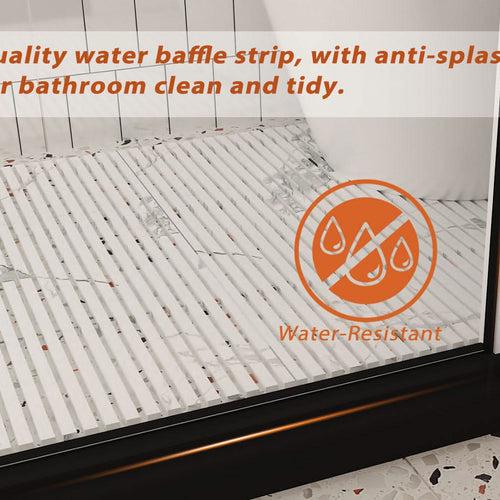 Frameless shower door 56-60 'W x 76' H, 1/4 '(6 mm) Clear Tempered Glass, Explosion Proof Film, Stainless Steel Handle, Matte Black - Image 21