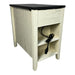 Farmhouse End Table Bedside Table with Charging Station,Night Stand with Barn Door and Drawer, Storage for Bedroom Living Room ,Bedside Table, White+Black color - DTYStore